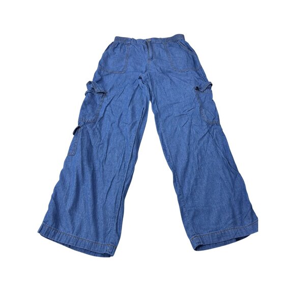 Almost Famous Blue Cargo Denim Pants Size M - Picture 1 of 11